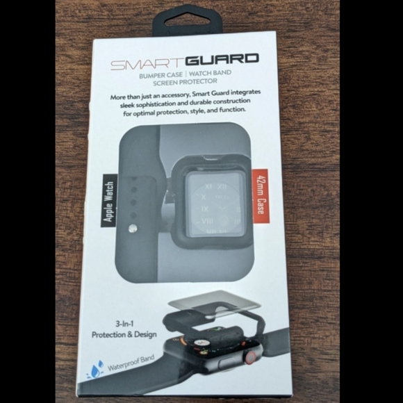 Black Apple Watch Band,Bumper Case, & Screen Protector 42 mm, NEW, Sport Series - Picture 2 of 2